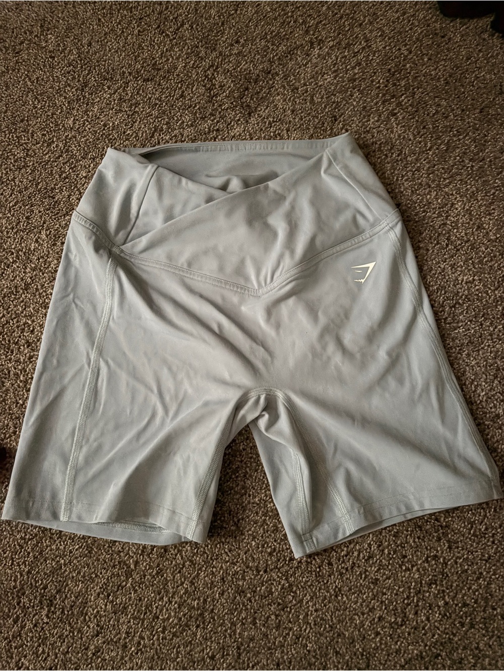 Gymshark Light Gray High-Waist Bike Shorts